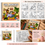 Cozy GIRL MOMENTS Cute & Comfy Coloring Book Spiral - Image 4