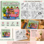COZY CORNER Cute & Comfy Coloring Book Spiral - Image 2